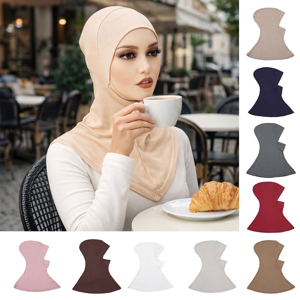 Bonnet Hijab Confortable à Couverture Complète en Coton Doux, Chapeau Islamique Élastique et Respirant, Sous-Hijab pour Perte de Cheveux