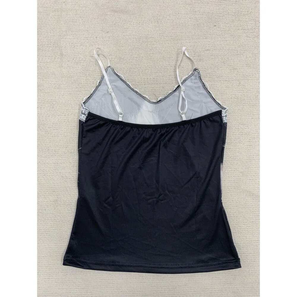 Gilets Camisole à bord en dentelle pour fille épicée, polyvalents à la mode, coupe cintrée, gilets imprimés de chat mignon de rue, pur désir européen et américain