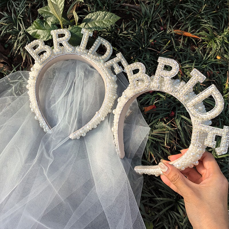 Mariée To Be, bandeau couronne avec voile, accessoires de cheveux de mariée de luxe, cadeau de décoration de dîner de fiançailles