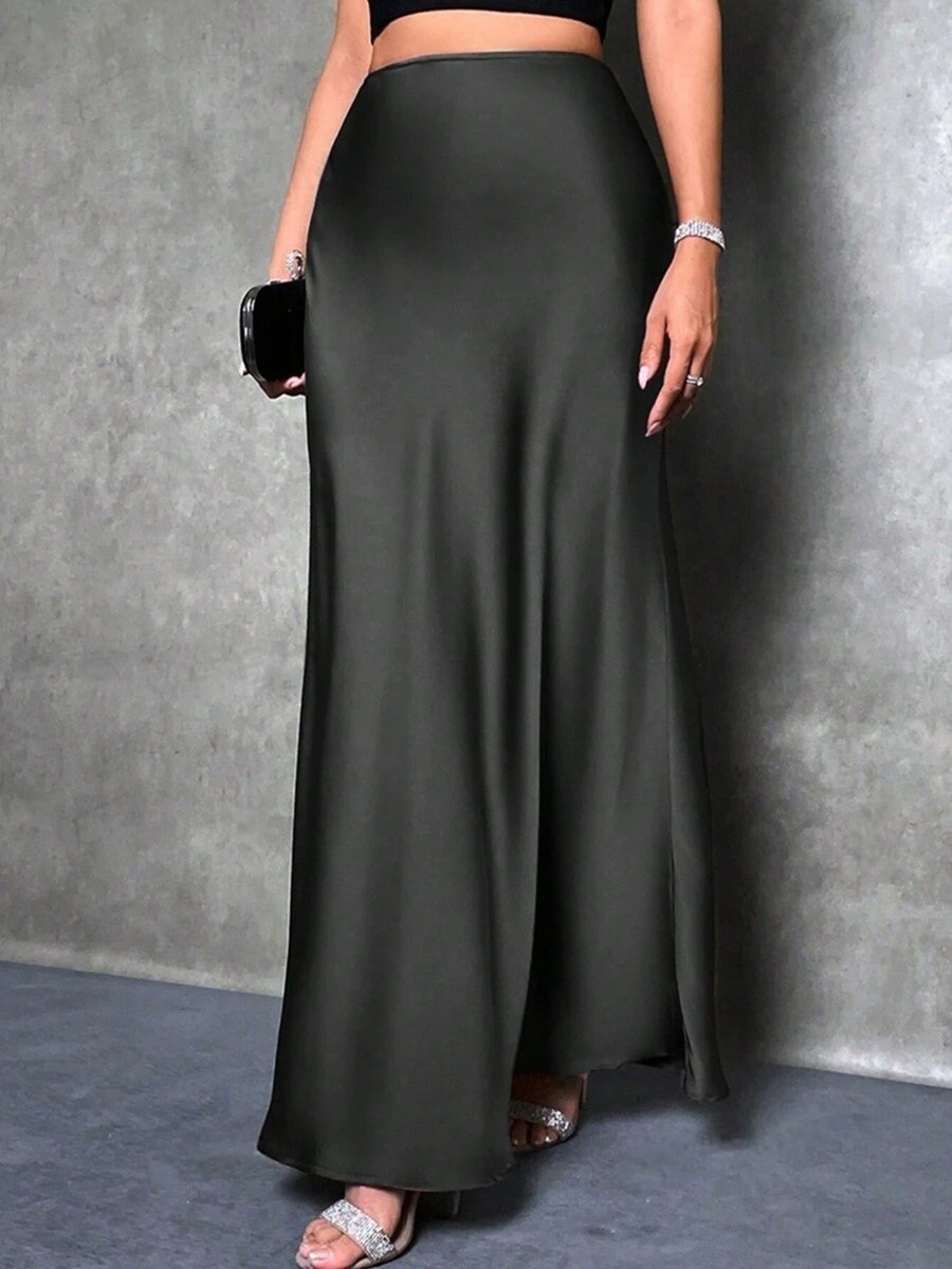 Jupe en satin pour femme, taille haute, élégante, longue, mode été, mi-longue, pour le bureau, style crayon, pour cocktail, fête, mariage