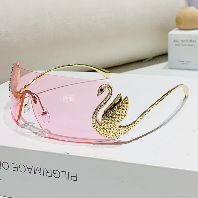 Nouveau Y2k Vintage lunettes de soleil sans monture femmes marque de luxe Design lunettes de soleil Punk populaire une pièce lentille lunettes