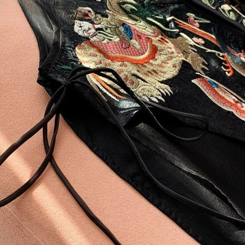 Style chinois femmes gilet manteaux Patchwork gaze broderie gilet 2025 Ropa Mujer Vintage réservoirs amples vestes surdimensionné hauts