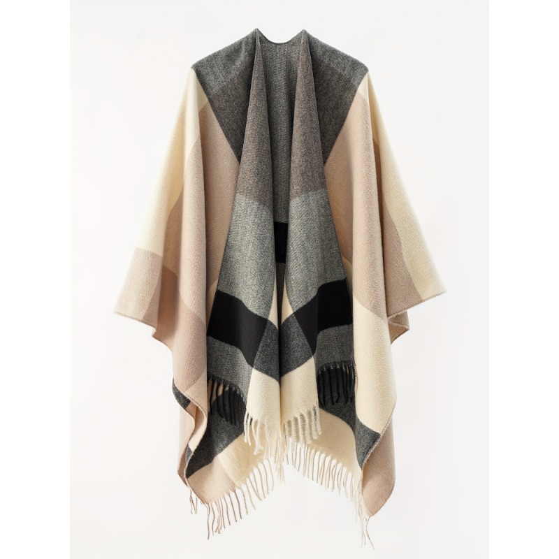 Cape châle résistante au froid pour femme, 1 pièce, grande taille, plaque ouverte, Style châle, veste pull, adaptée aux vêtements de soirée d'automne et d'hiver