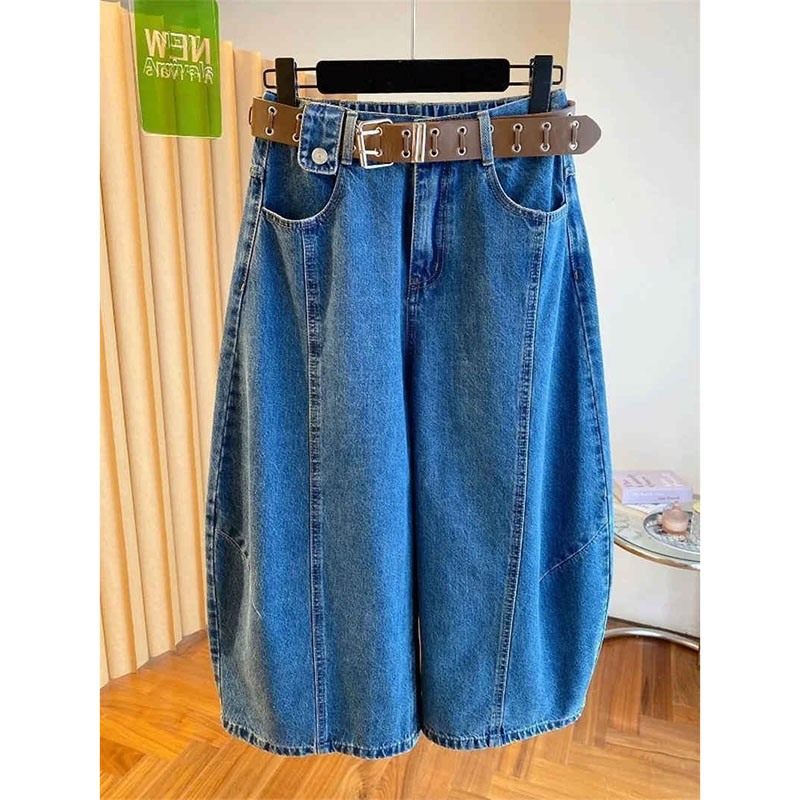 Jean bleu tendance pour femme, pantalon en denim, nouvelle collection été 2026, coupe ample, jambe droite, pantalon large, pantalon 7/8, loisirs féminins