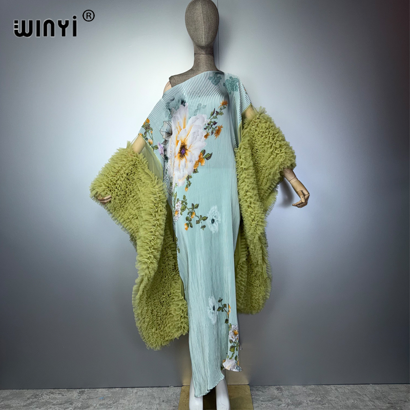 Robe plissée élastique slim WINYI Afrique, paréo de plage pour les vacances, kaftan abaya, robe de soirée de luxe de Dubaï pour femmes musulmanes