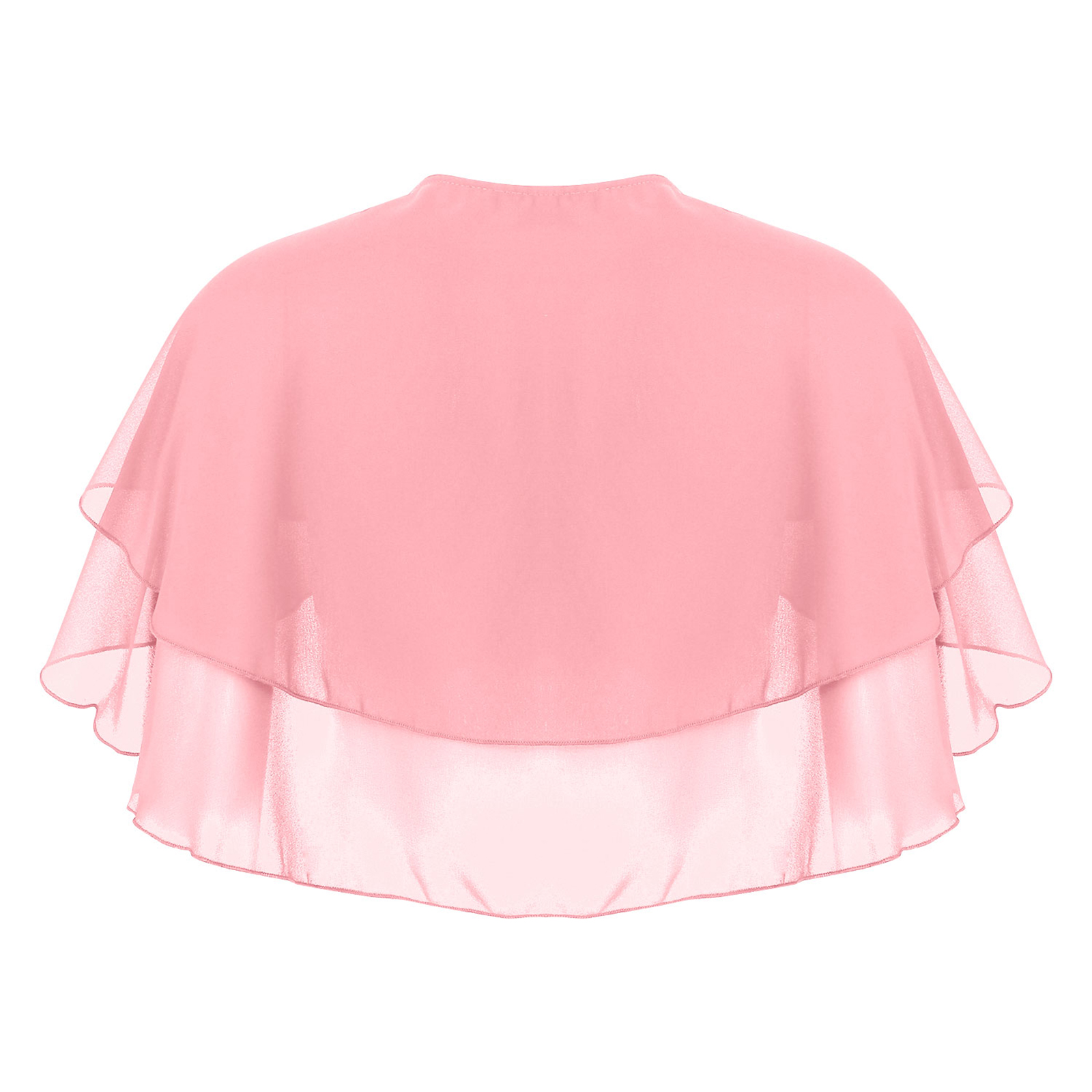Femmes élégant couleur unie en mousseline de soie châle à volants 2 couches en mousseline de soie enveloppes boléro mariage anniversaire soirée robe Cape vêtements d'extérieur