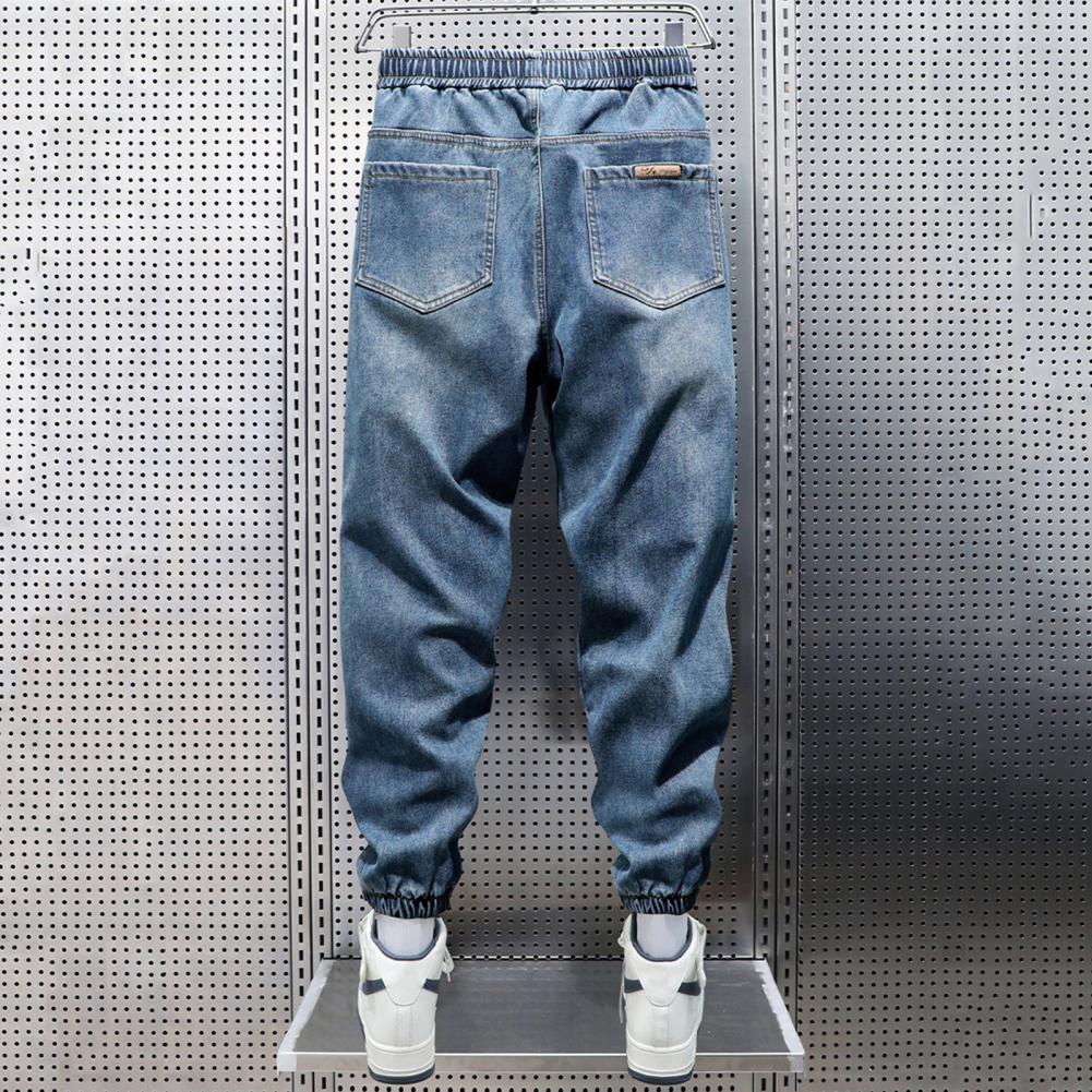 Jean sarouel avec poches pour jambes, taille élastique, cordons réglables, couleur unie, pantalon de jogging de Style de rue