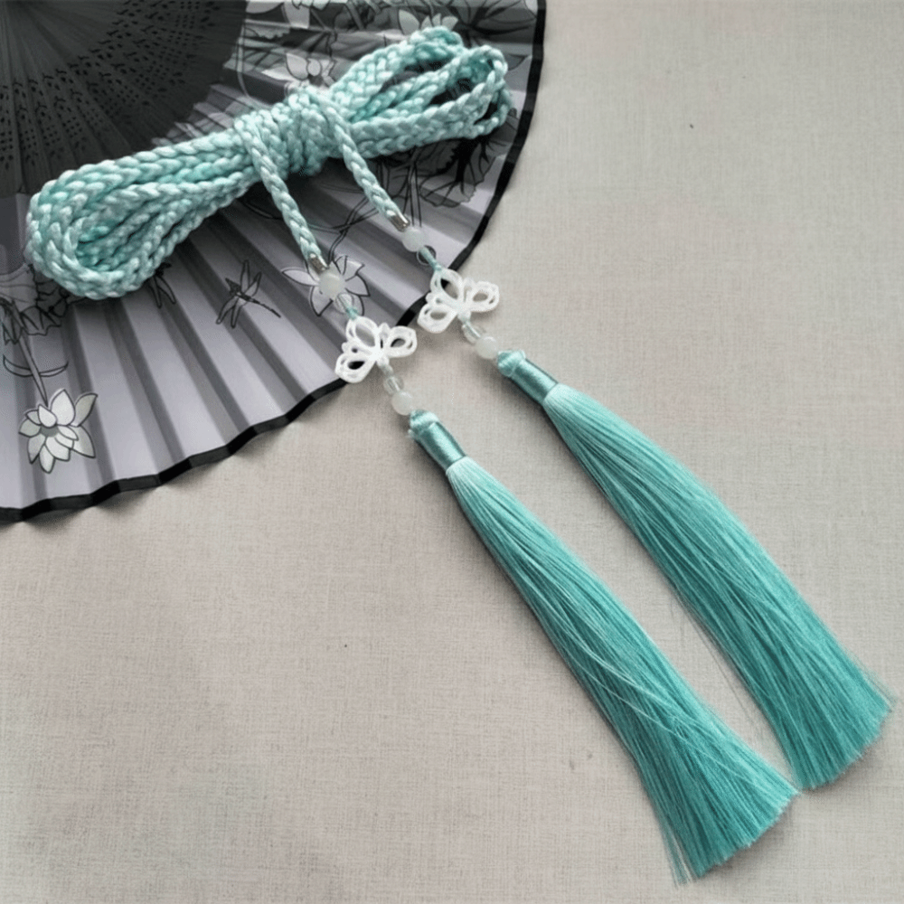 Ceinture rétro tressée à la main style Hanfu, ceinture traditionnelle chinoise avec pendentif papillon, cordon de taille tressé pour hommes et femmes