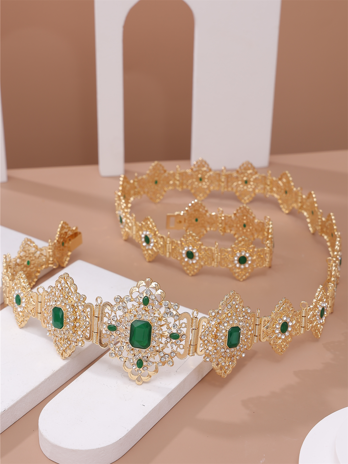 Bijoux de mariage marocain pour femmes, ceinture Caftan couleur or, cristal coloré, cadeau de mariée, longue longueur réglable, chaîne de taille