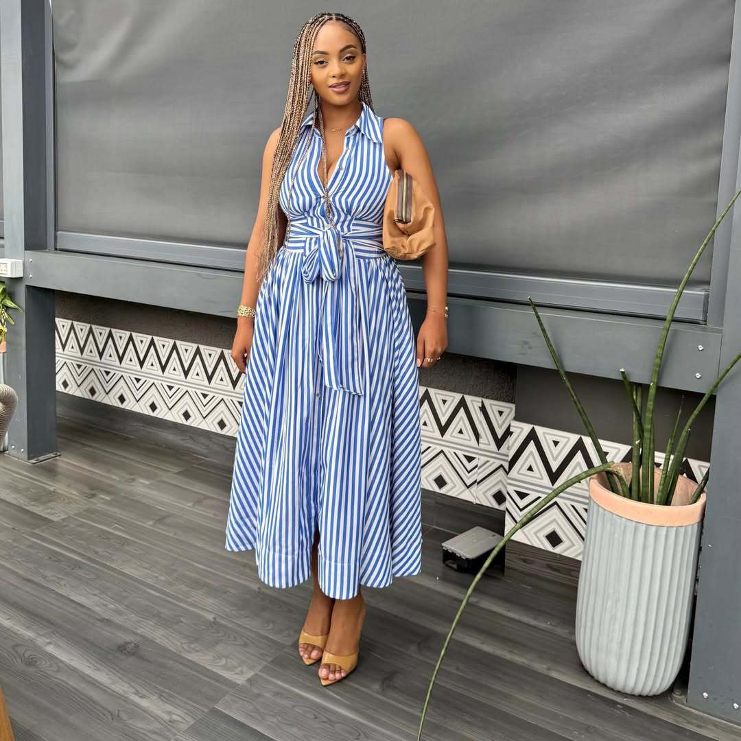Robe longue femme coupe trapèze Y2K streetwear sans manches col rabattu élégante avec empiècements pour soirée, nuit et travail – Collection été 2026