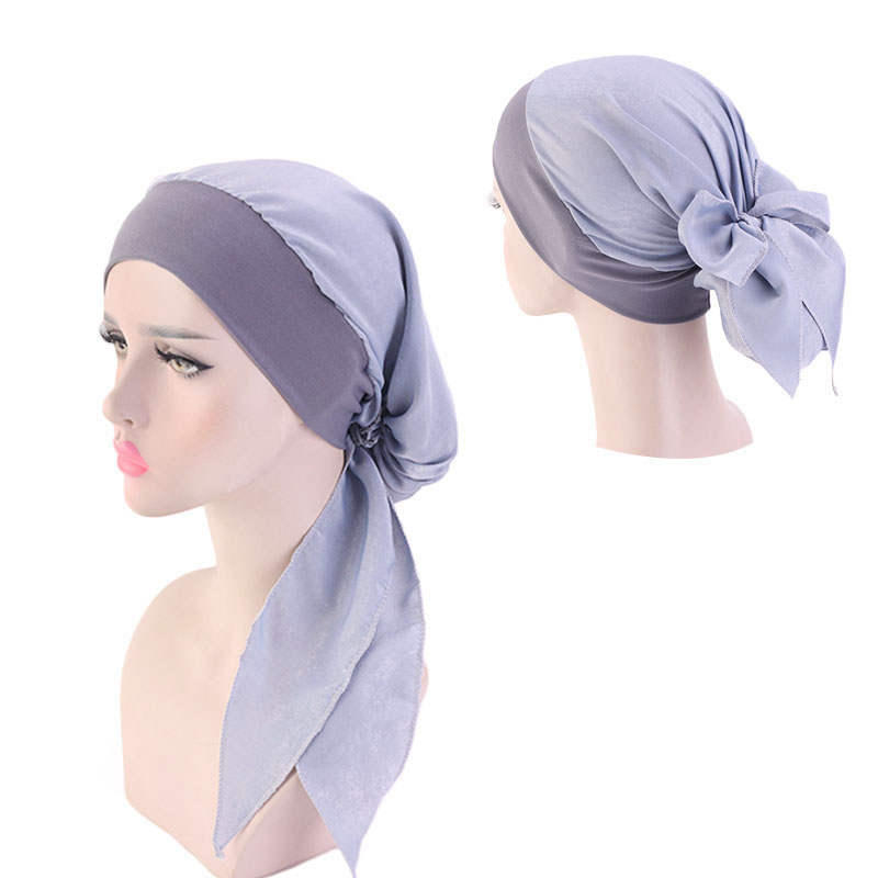 Lot de 2 : Turban pré-noué pour femme musulmane, Foulard Hijab, Bonnet chimio, Foulard pour perte de cheveux, Bandana extensible, Accessoires capillaires