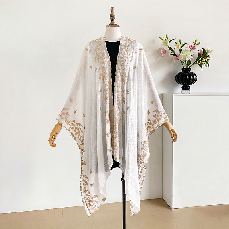 Cardigan brodé d'été pour femme, style bohème, kaftan de plage, tenue de soirée ample et élégante, paréo de bain, kimono long de vacances
