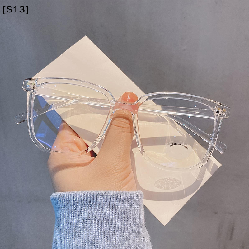 Lunettes de mode universelles à monture carrée, style campus tendance, monture noire transparente[Q]Q@
