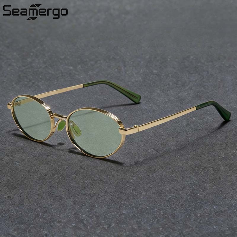 Lunettes de soleil ovales SEAMERGO Hip-hop pour femmes et hommes, charnières à ressort 3+2, résistantes aux UV, pour voyage et plage