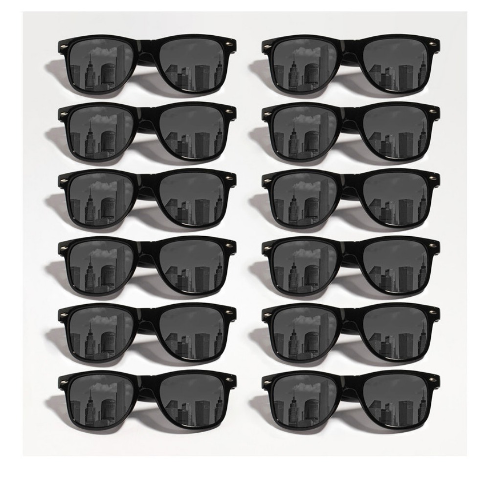 Lunettes carrées noires classiques avec décoration en forme de boulon, 12 pièces, pour fête, photographie, mariage, anniversaire, remise de diplôme, randonnée