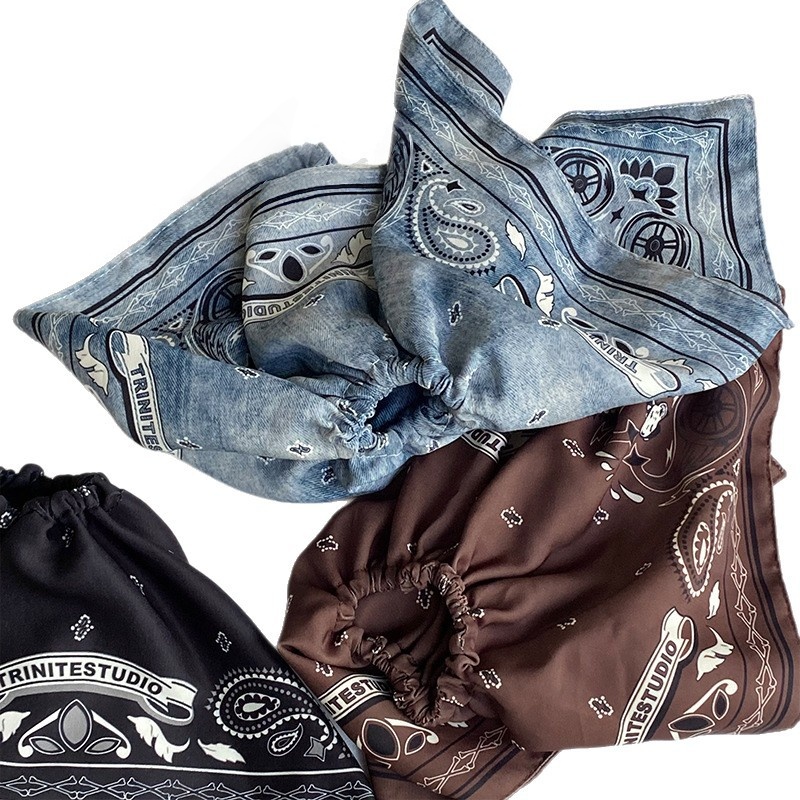 Chouchou Extra-Large imprimé Bandana rétro, un accessoire pour cheveux Unique, élégant et de Niche pour attacher les cheveux, 1 pièce