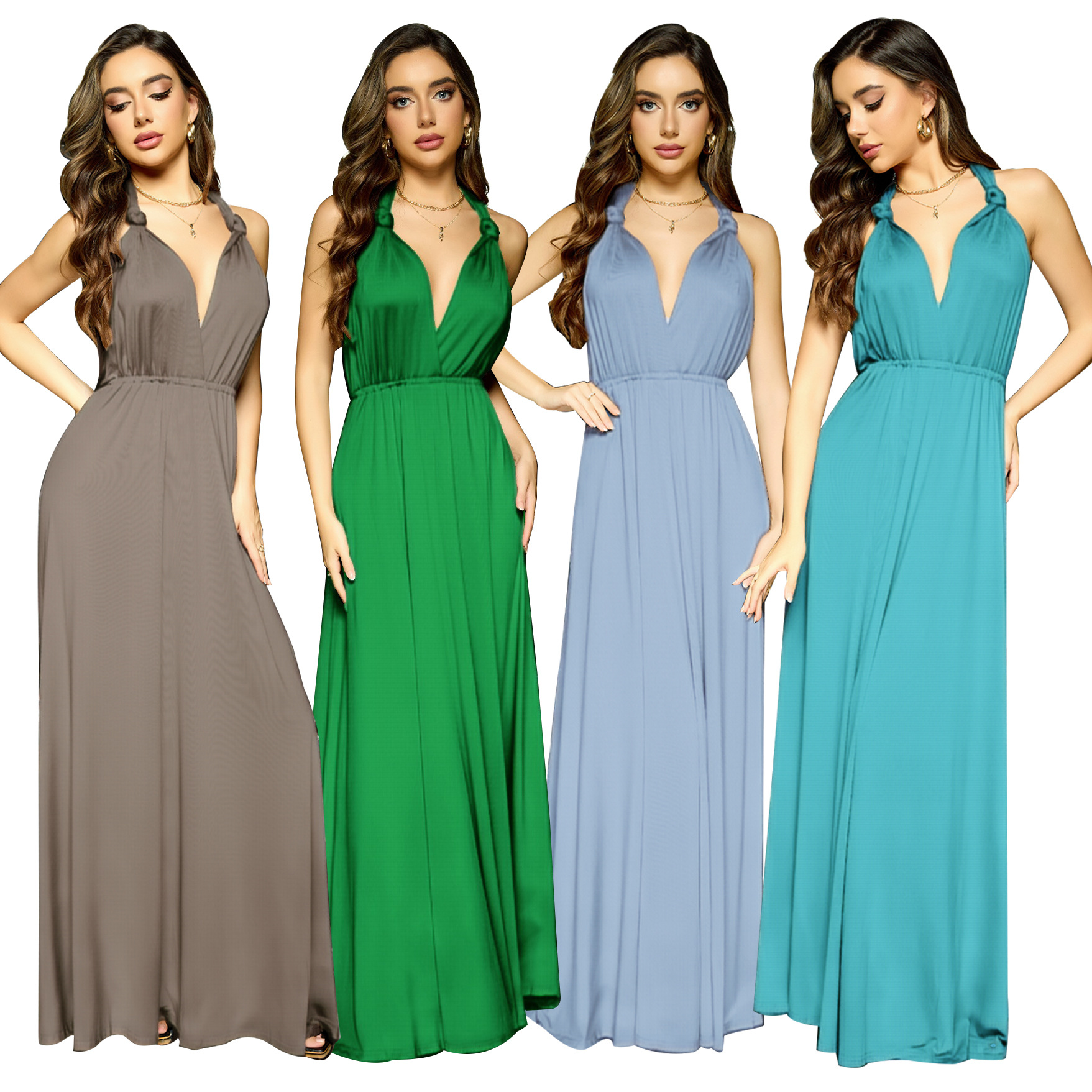 Robe formelle femmes élégante soirée longue profonde V licou robe Convertible Multi Way Wrap Maxi robes grecques robe de soirée de mariage
