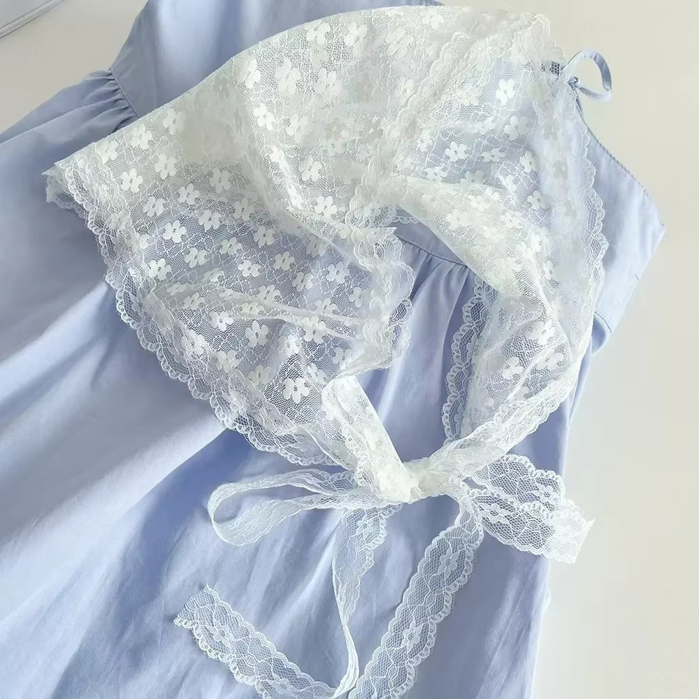 Foulard triangulaire rétro à fleurs pour femmes, bandeau carré, coiffure pastorale française coréenne, couvre-chef d'été en dentelle pour filles