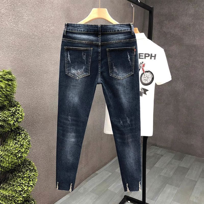 Jean court pour hommes pantalon déchiré cassé mode coréenne déchiré Kpop empilé tendance 2025 Style pas cher avec trous homme pantalon de cowboy