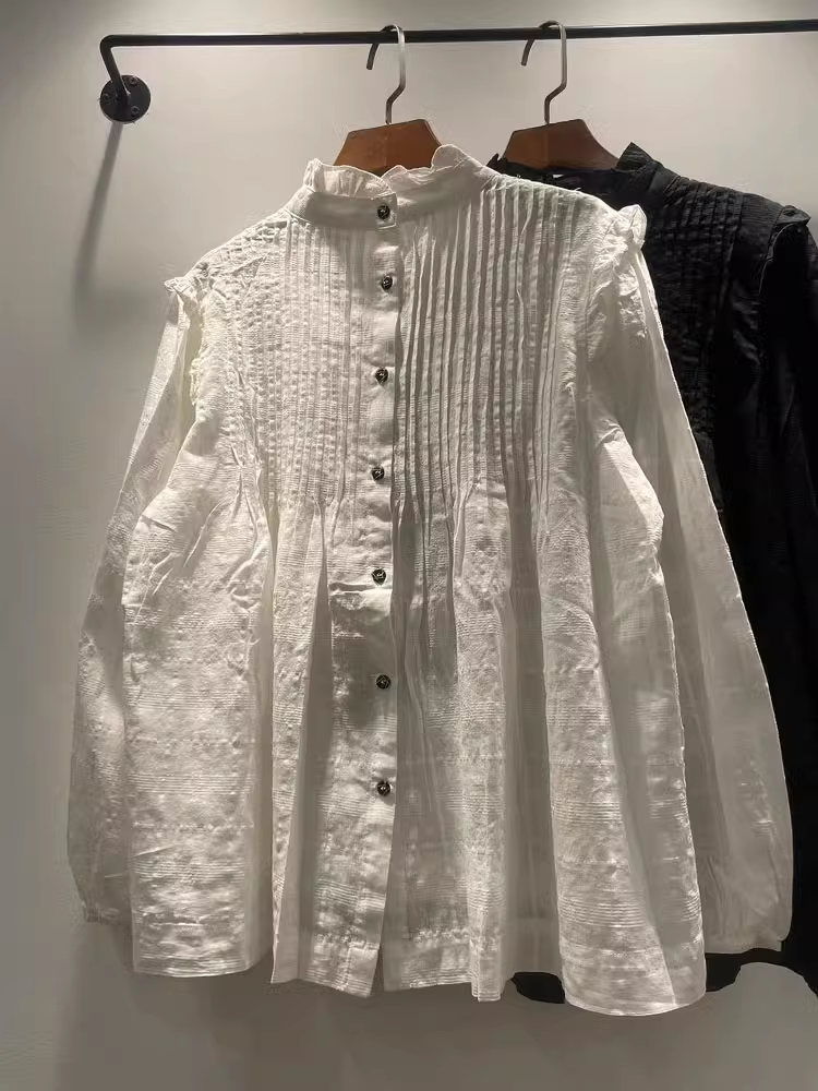 Chemisiers à manches longues pour femmes, chemises élégantes et chics, Stand UR, blanc, noir, médicaments pour dames, automne