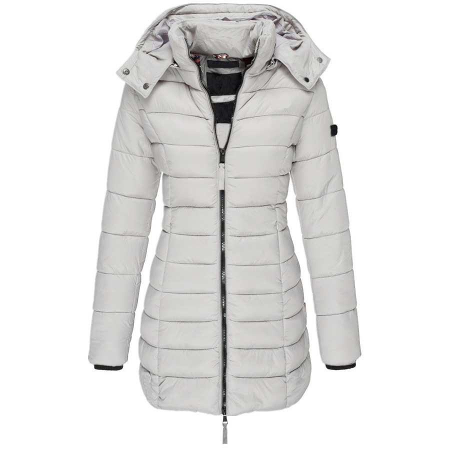 Vestes d'hiver pour femmes, fermeture éclair, capuche, rembourrées en coton, manches longues, manteau chaud, Parka Slim, vêtements d'extérieur portables