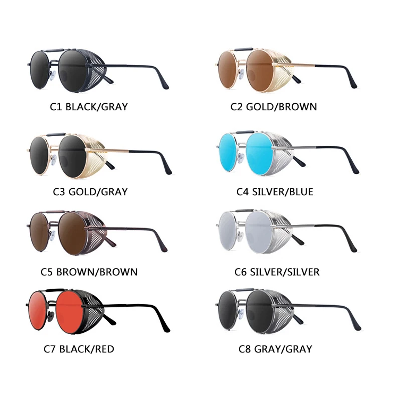 Lunettes De soleil rondes rétro en métal Steampunk pour hommes et femmes, tendance, marque De styliste, Vintage, Oculos De Sol, Protection UV