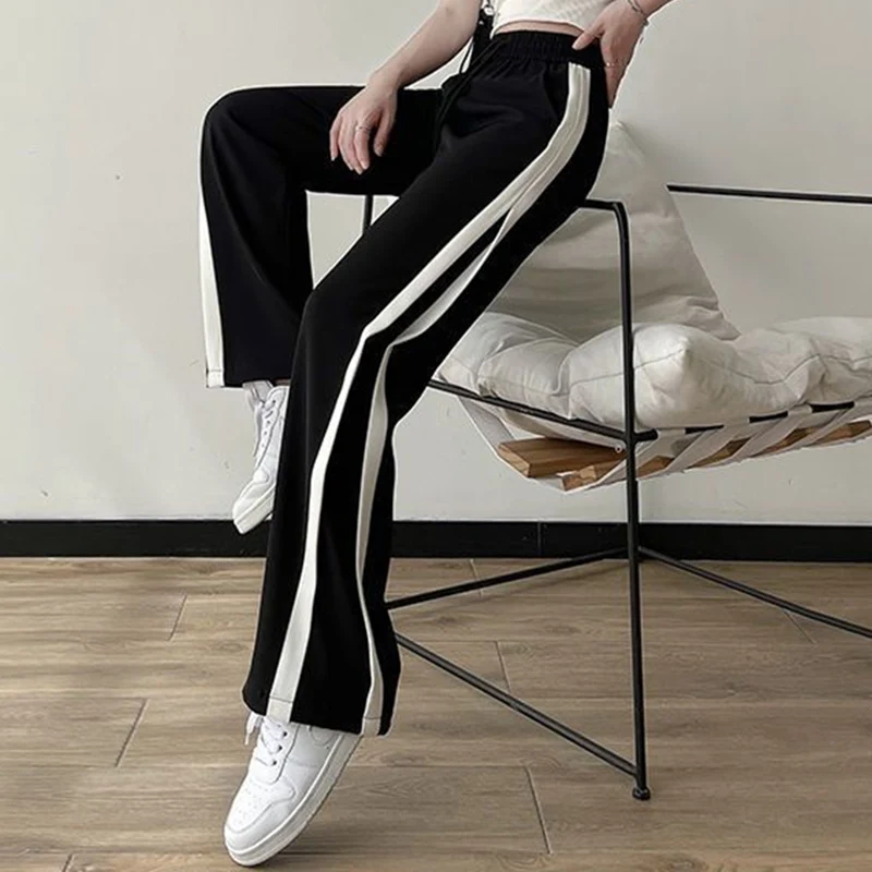Pantalon de dehors Décontracté pour Femme, Baggy Confortable, Jambes Larges, Droites, Mode Fjfemale, Taille Haute, Été