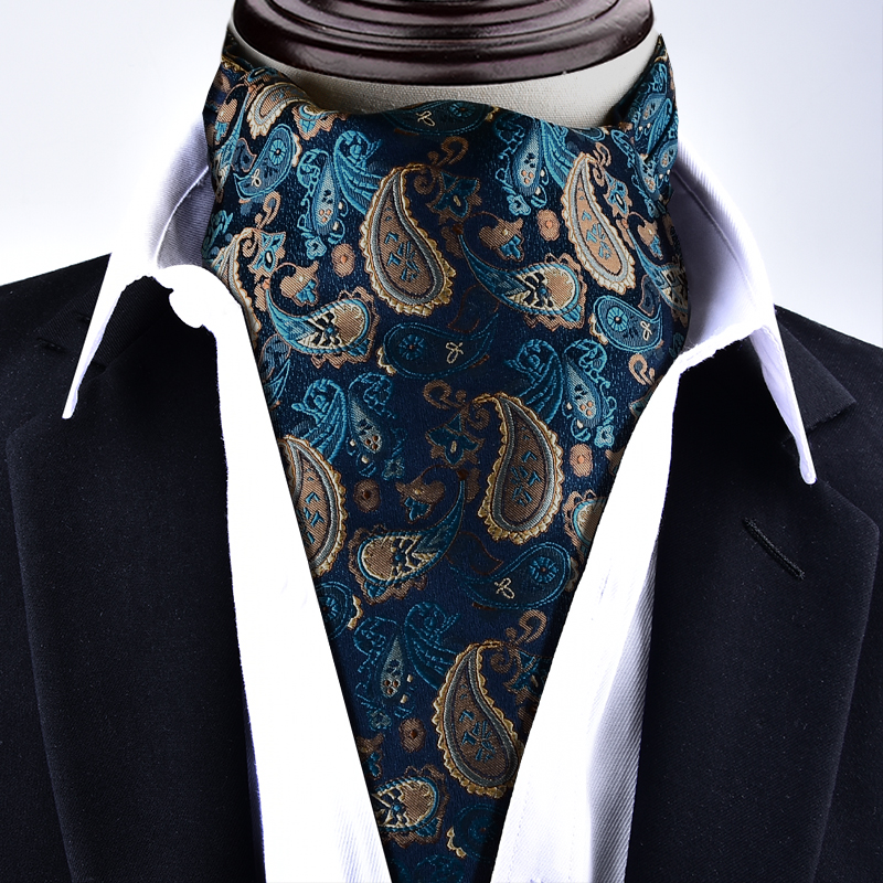 Écharpe pour homme 1 pièce pour le printemps, l'automne et l'hiver, écharpe Ascot rétro à motif floral, écharpe de costume de style britannique, écharpe de col de chemise, chaude