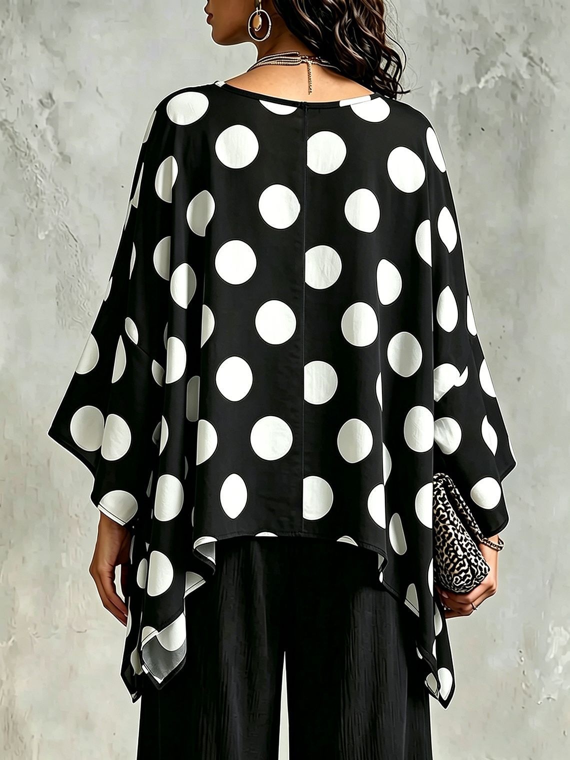 Chemisier ample en mousseline imprimé vintage pour femme, mode streetwear été 2026, chemise pull à col en V et manches trois-quarts pour femme