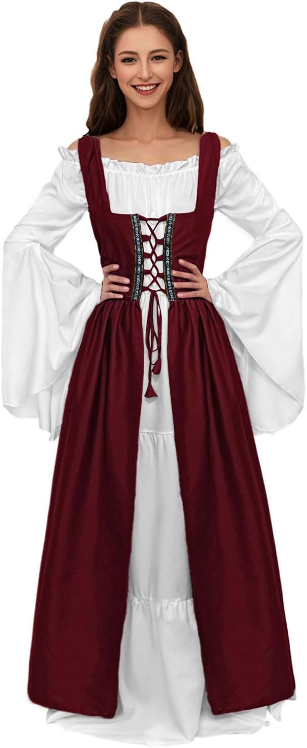Robe médiévale pour femmes, Costume Ren Faire, tenue Renaissance, Costume d'halloween pour femmes