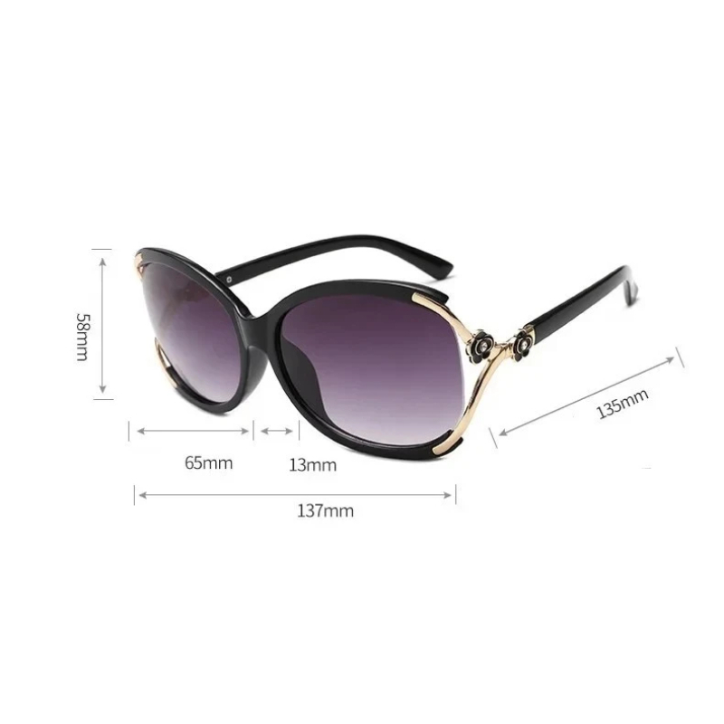 Lunettes de soleil rondes à grande monture pour femmes, tendance, style célébrité, élégantes, avec camélia, décorations d'accent ajourées