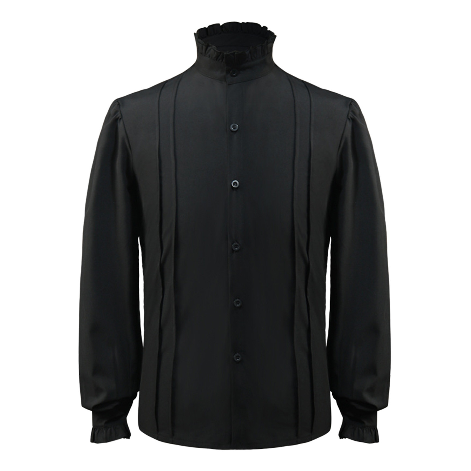 Chemises et chemisiers gothiques pour hommes, Costume médiéval rétro victorien, Vintage, volants, col montant, manches bouffantes, vêtements pour hommes