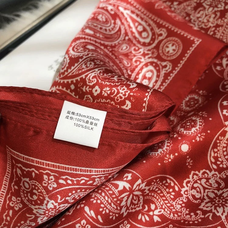Foulard carré en soie de mûrier 100%, motif Paisley Vintage, Bandana en soie de Style ethnique rouge/noir, enveloppe de cou/tête de luxe pour femmes et hommes
