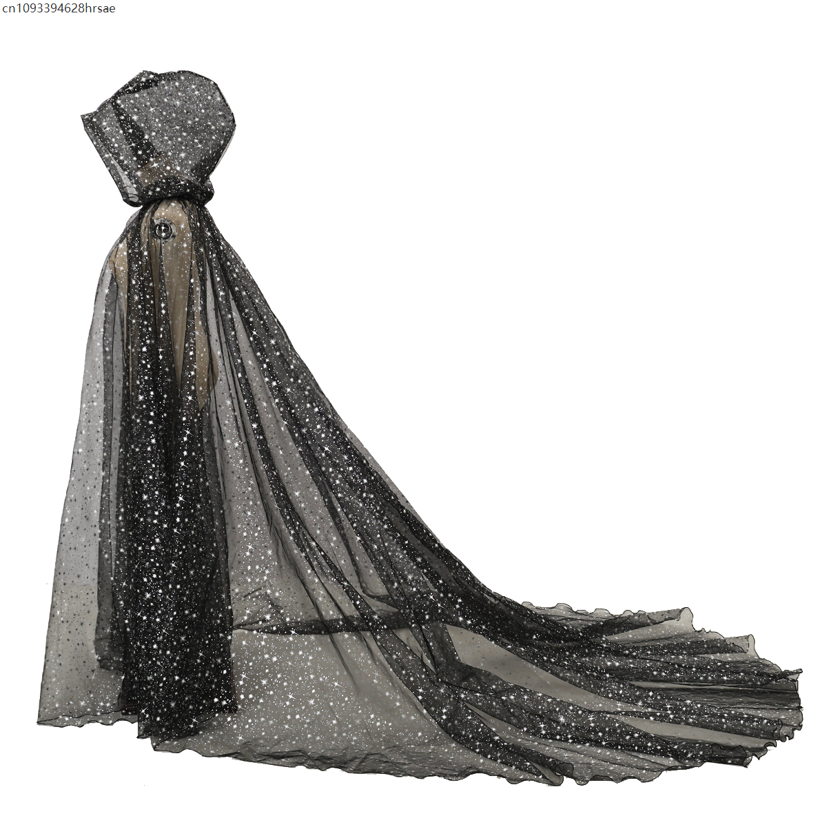 Cape à capuche pour femmes, gothique médiéval, fée elfe, Maxi, longueur au sol, en Tulle, Cape de sorcière Vampire