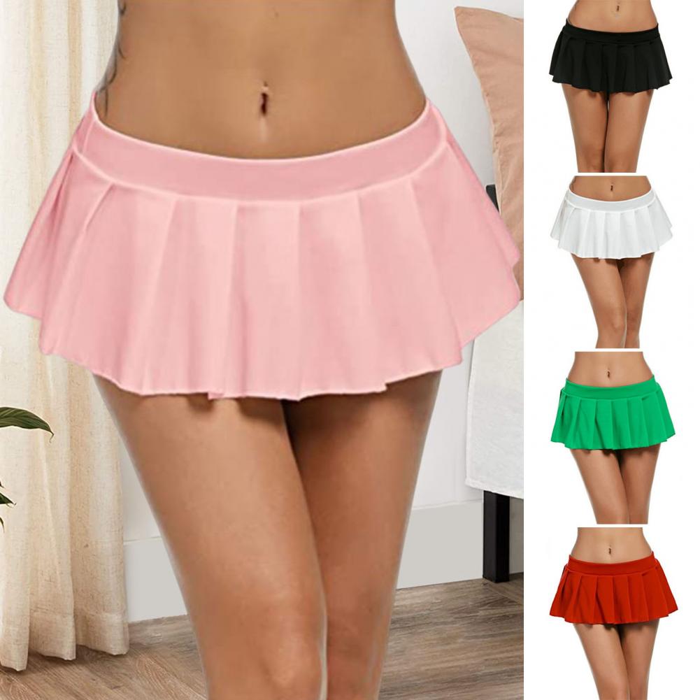 Jupe plissée tendance, taille basse, Mini jupe trapèze élégante, jupe de soirée Chic, couleur unie, Micro pour tenue de boîte de nuit, Sexy
