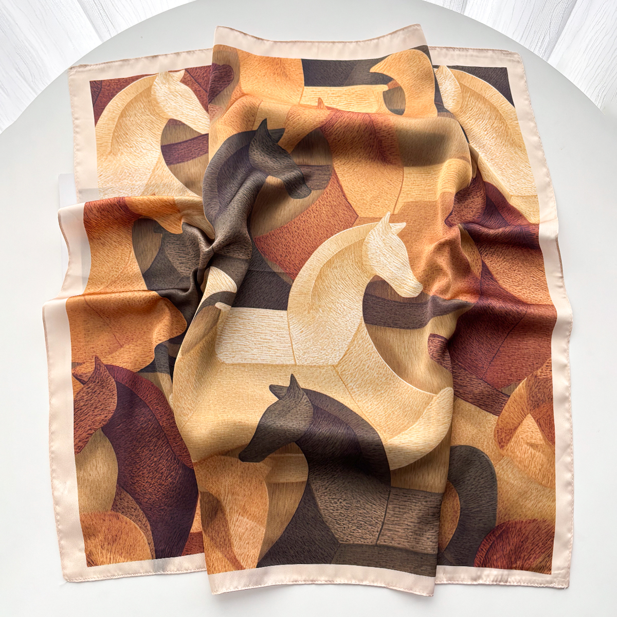 Foulard carré de luxe en soie pour femme, motif imprimé, bandeau, petit foulard pour cheveux, bandana