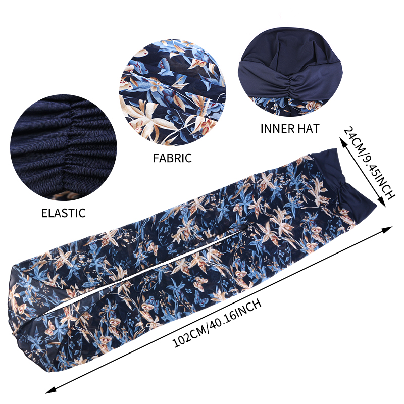 Nouveau femmes front plissé pré-attaché Turban casquette fleur imprimé musulman Hijab Cancer chimio chapeau couverture perte de cheveux tête écharpe enveloppement