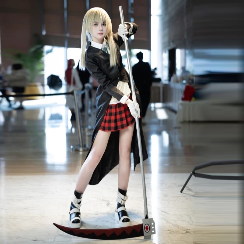 Costume de cosplay Maka Albarn, Anime Soul Eater, pour femme adulte, jupe, gants, uniforme, tenue de fête d'Halloween, jeu de rôle, perruque Maka Cos