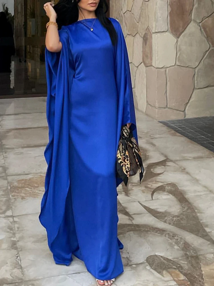 Robe de soirée musulmane à manches chauve-souris modeste pour femmes, Abaya du Ramadan, Robe longue, Kaftan, Robe éducative, Robe de Dubaï, Jalabiya, Eid, 2024