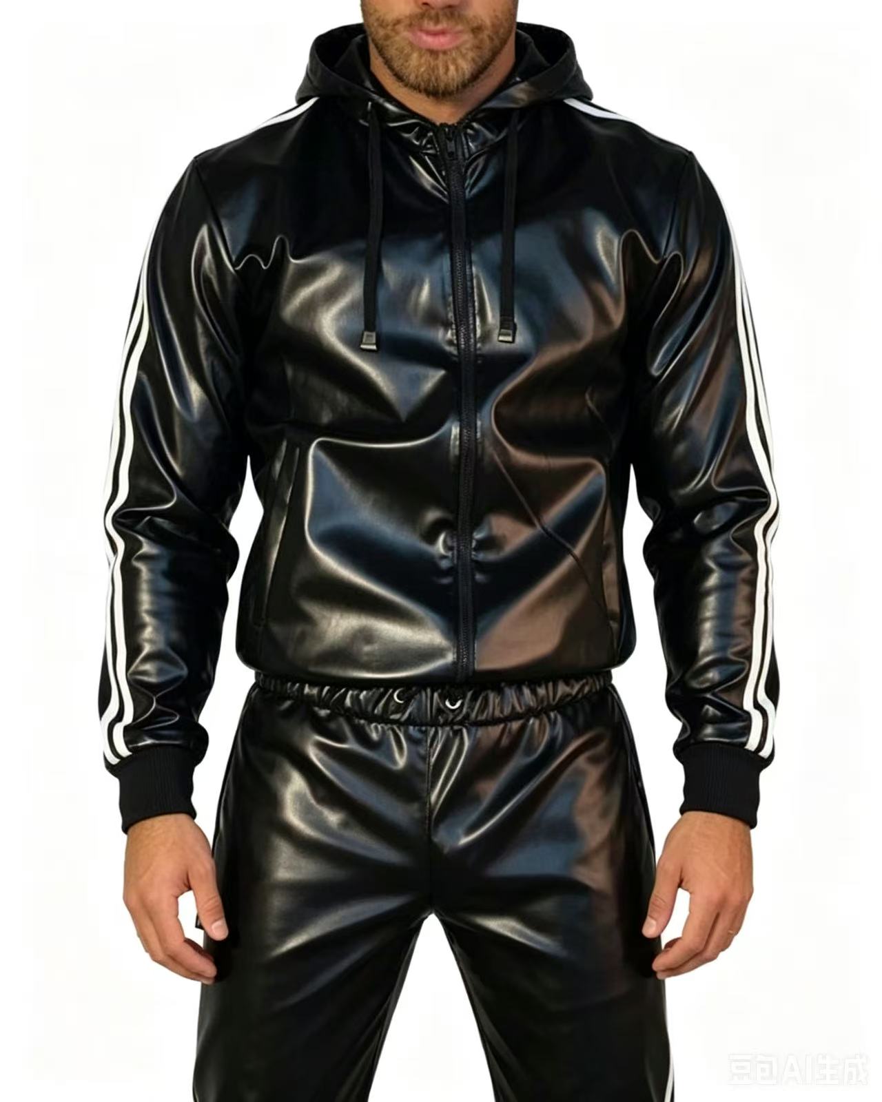 Ensemble de survêtement décontracté en cuir PU pour homme - Tenue de sport et jogging - Juicy Tracksuit