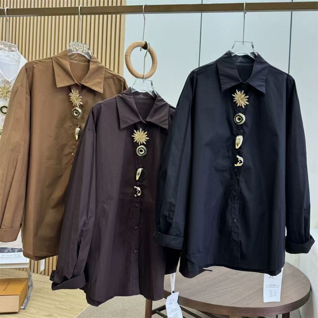 Marque de luxe blanc noir chemises Blouses pour femmes à manches longues hauts amples décontractés femme vêtements blusas de mujer femme chemise