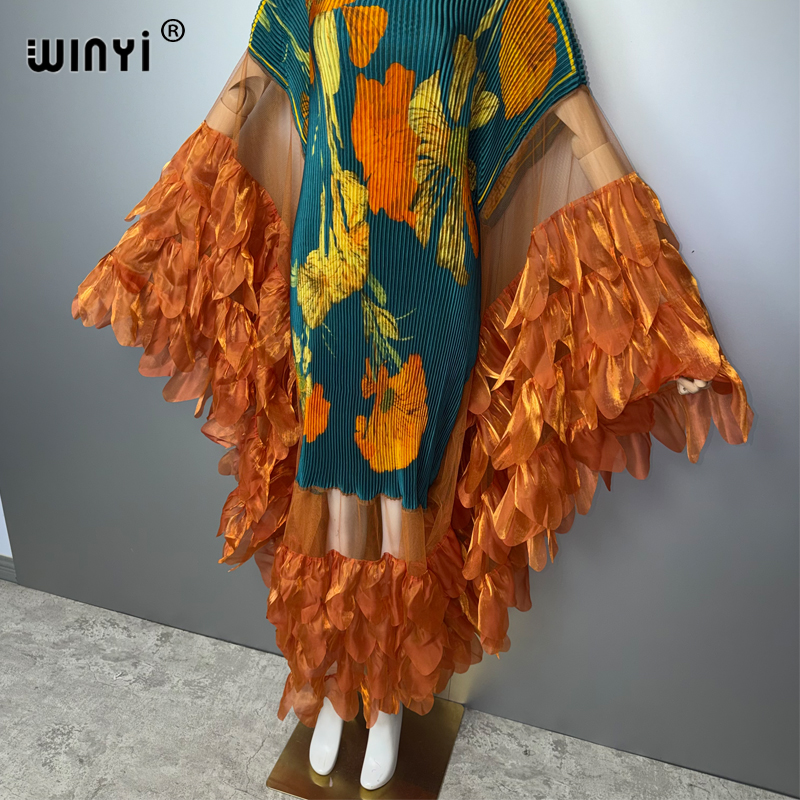 Robe d'été décontractée WINYI pour femme, élastique, plissée, style bohème, Abaya de soirée, Dubaï, luxe, pour femme musulmane, tendance