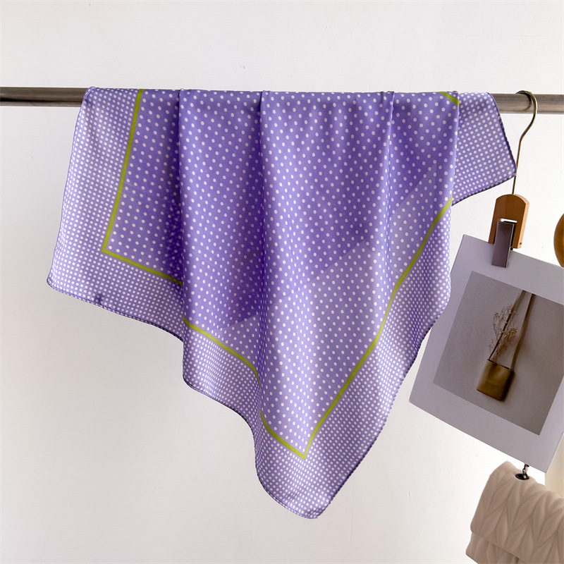 Foulard carré en soie rétro à pois pour femmes, 70cm, bandeau doux, Hijab, bandeau pour dames, sac, rubans, foulard en Satin