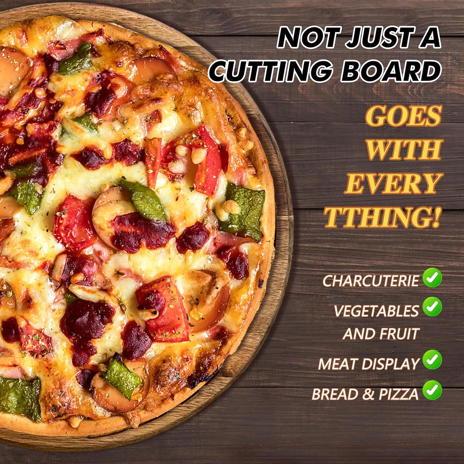 Peau à Pizza en bois, planche à Pizza de qualité supérieure avec poignée, planche à découper en bois lisse et légère, planche à découper ronde