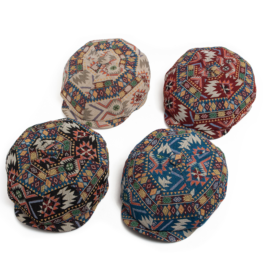 Casquette Gavroche Bohème à Motif Ethnique Aztec, Casquette Plate Géométrique Vintage, Bérets Décontractés pour Hommes et Femmes, Casquette Ivy à Visière Unisexe Réglable