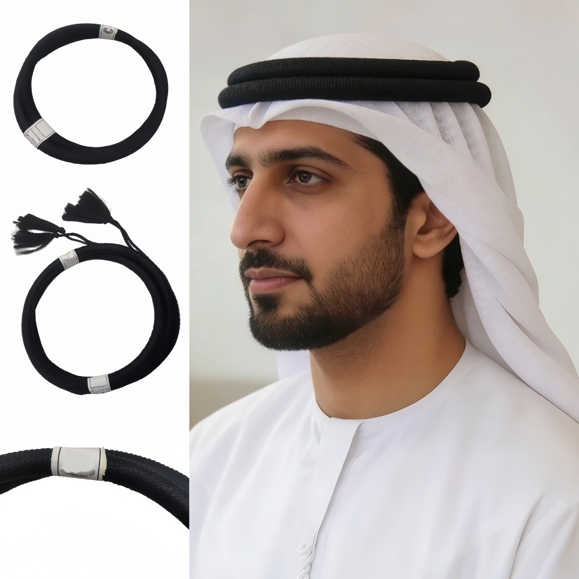 Bandeau Agal Arabe Noir pour Adultes et Enfants, Attache Keffiyeh Premium du Moyen-Orient, Accessoire Élégant pour Hommes en Extérieur