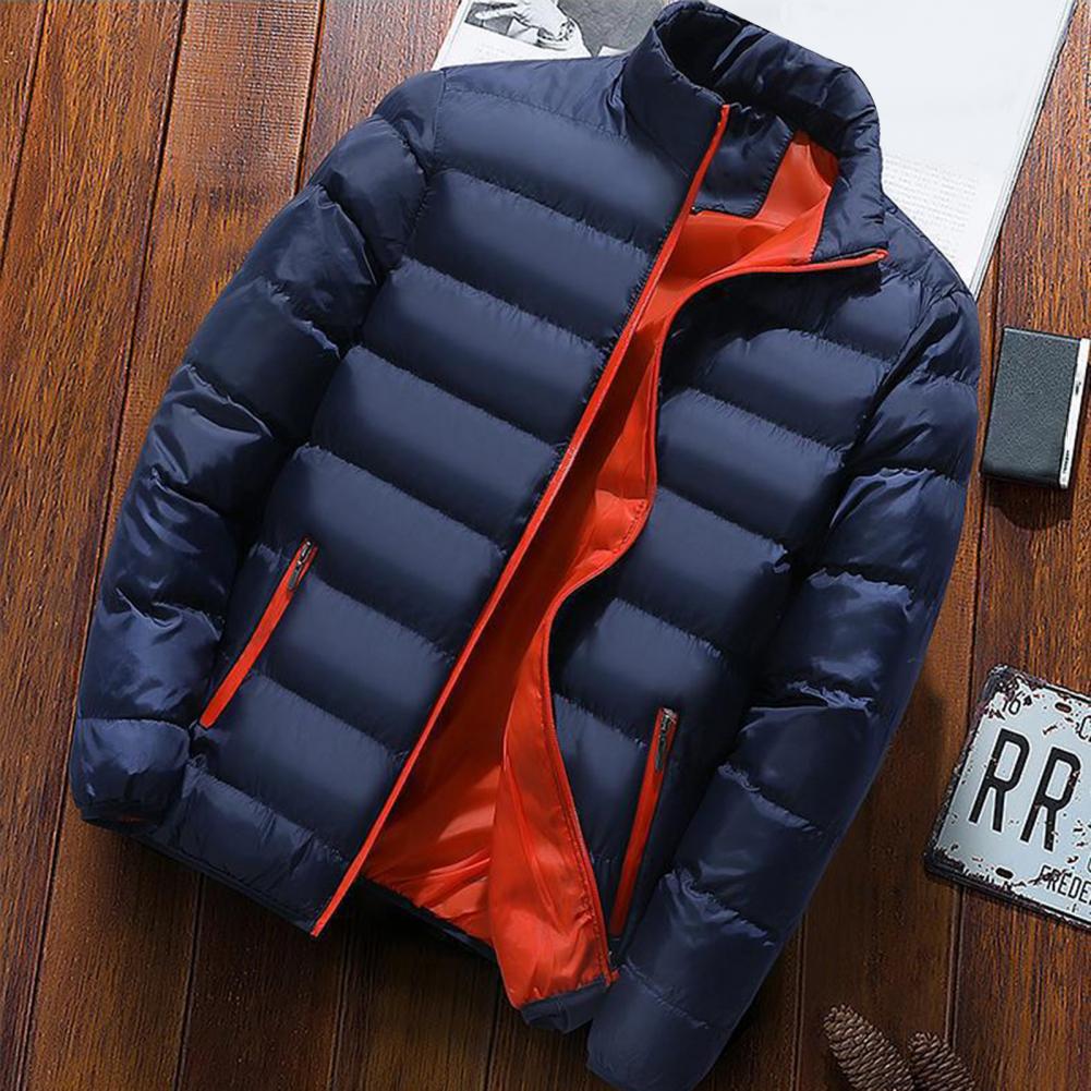 Hommes Parkas automne hiver épaissi rembourré manteau col montant ample fermeture éclair poches veste hommes pardessus épais chaud coton manteau