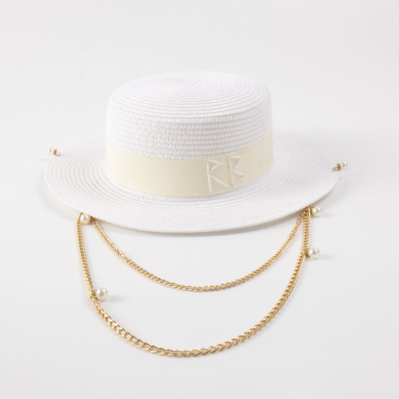 Nouveaux chapeaux de paille en métal à lettres tendance pour femmes et hommes, chapeaux de soleil d'été pour les vacances en plein air, chapeau Panama