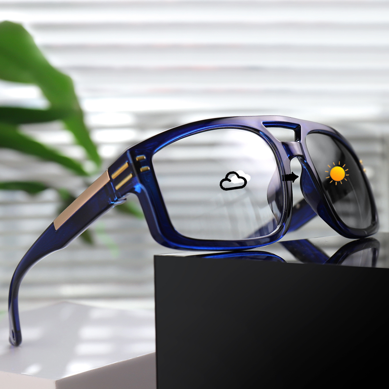 Lunettes de soleil photochromiques pour hommes et femmes, à grande monture avec pièces métalliques, adaptées à la randonnée, à l'équitation et à la course