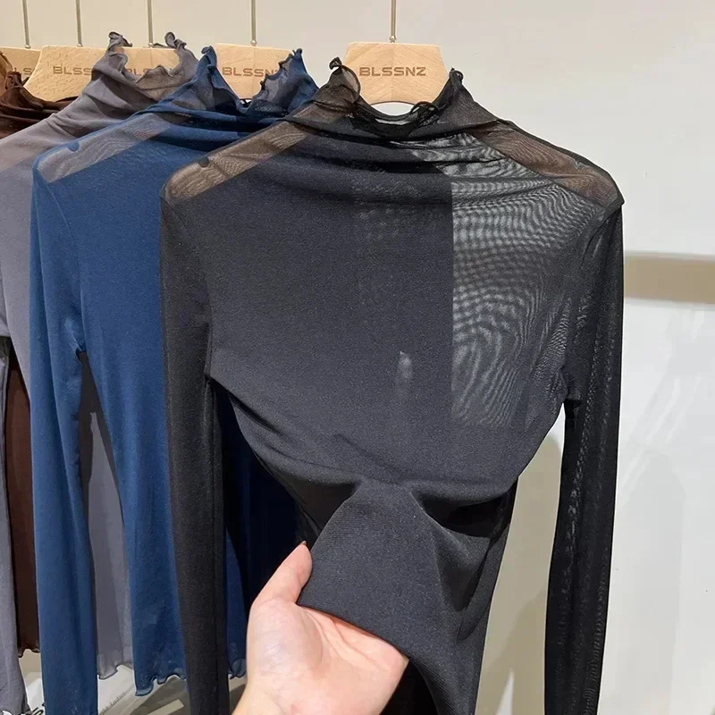 Ice InjMesh-Chemisier astronomique pour femme, T-shirt à manches longues, Vêtements d'été, Crème solaire, Bord Aura étranger, Tulle sexy